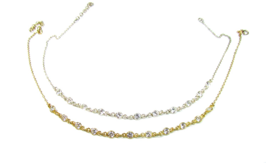Cubic Zirconia Choker Necklace | Bezel-Set CZ Chain